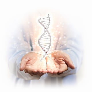 Image of DNA strand against background with human hands.jpeg